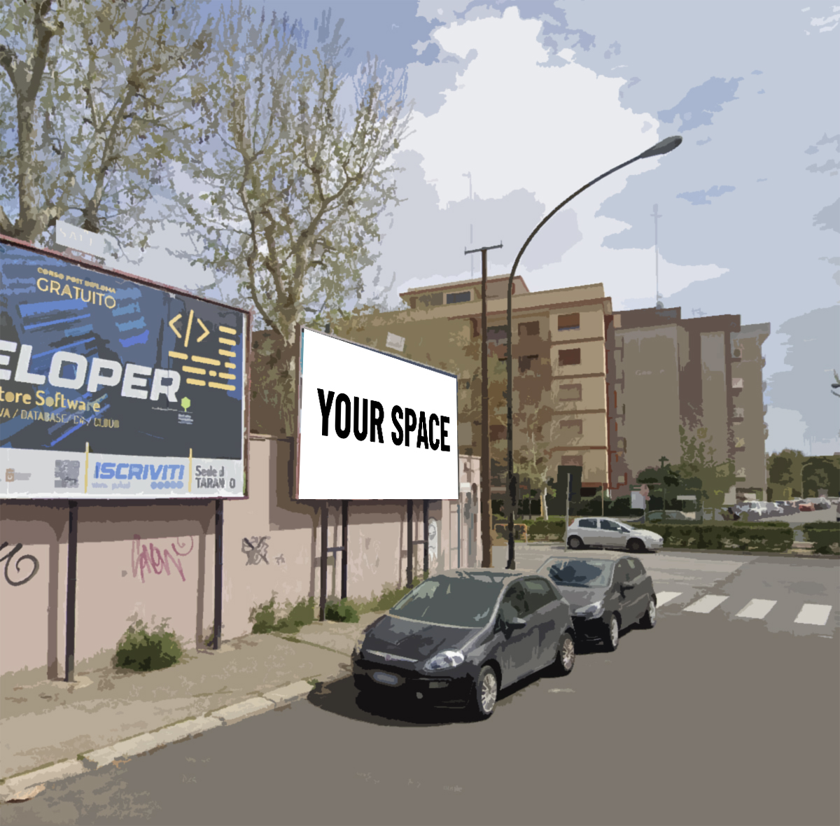 SPAZIO PUBBLICITARIO 600 x 300 Via Lago Trasimeno (TARANTO) Dal 10/11/2026 al 06/12/2026 27 giorni